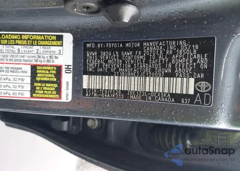 2018 Toyota Corolla Se z USA, uszkodzony, nr VIN 2T1BURHE2JC120097